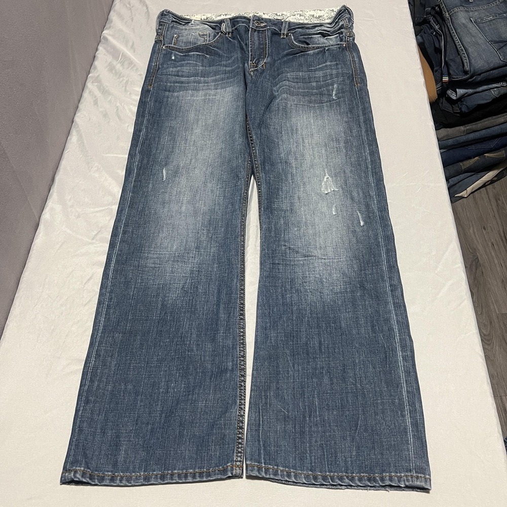 Buffalo David Bitton Driven Jeans Mens 36x32 Blue Medium Wash Relaxed Wide Leg - Picture 5 of 5